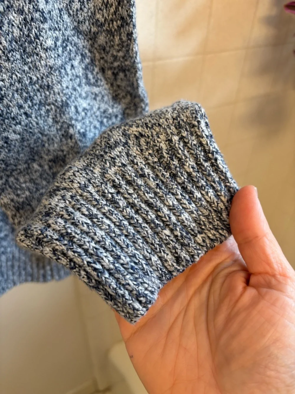 Men's Half-Zip 1/4 Zip Heathered Blue Sweater Preppy Office Cotton Golf Size XL - Picture 6 of 8